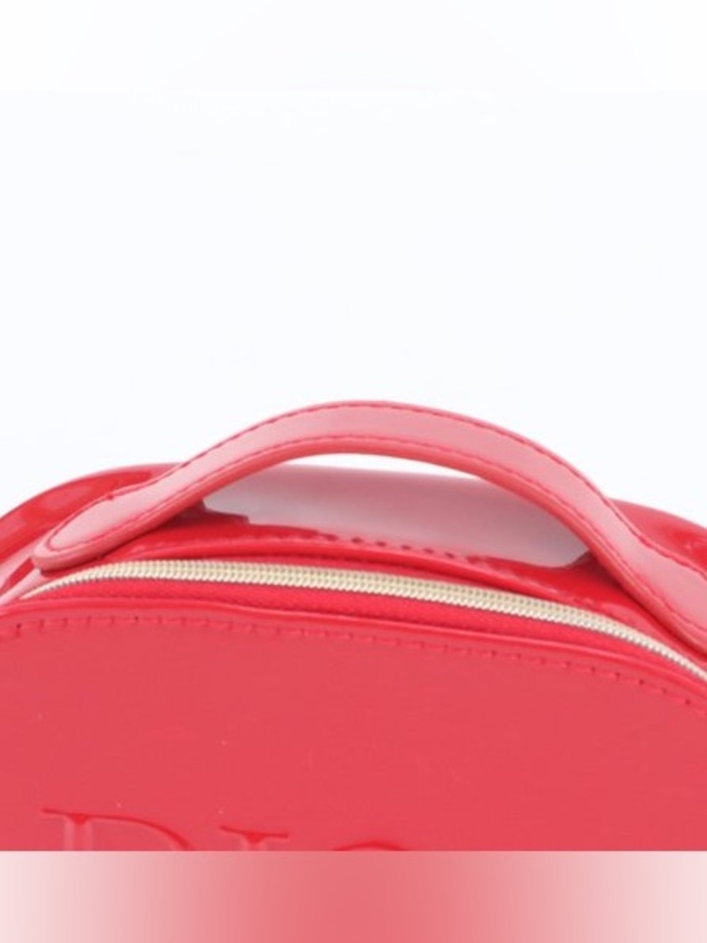 Dior Coral-Red Oval Top-Handle Cosmetic Case - Picture 7 of 8